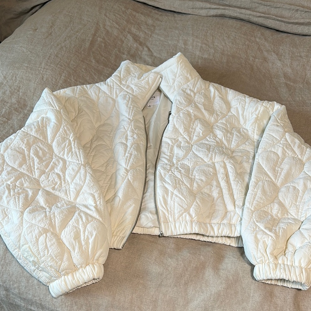 Quilted cropped White Jacket